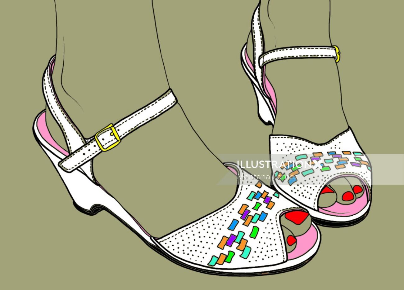 Wedge shoe illustration by Montana Forbes
