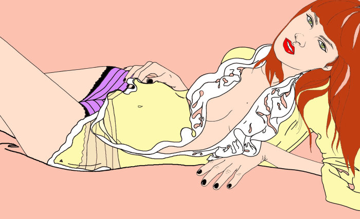 Illustration de mode d&#39;une dame en lingerie