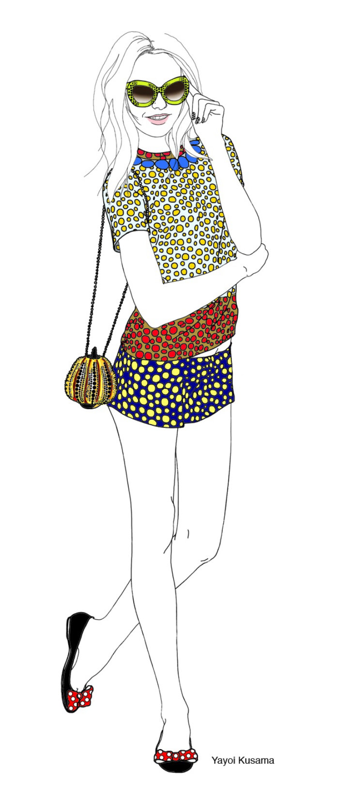 Yayoi Kusama fashion illustration