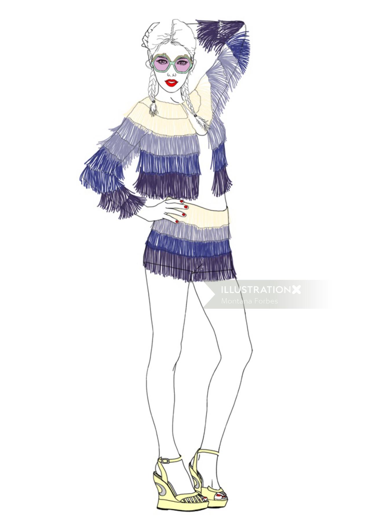 Lady fashion model illustration by Montana Forbes