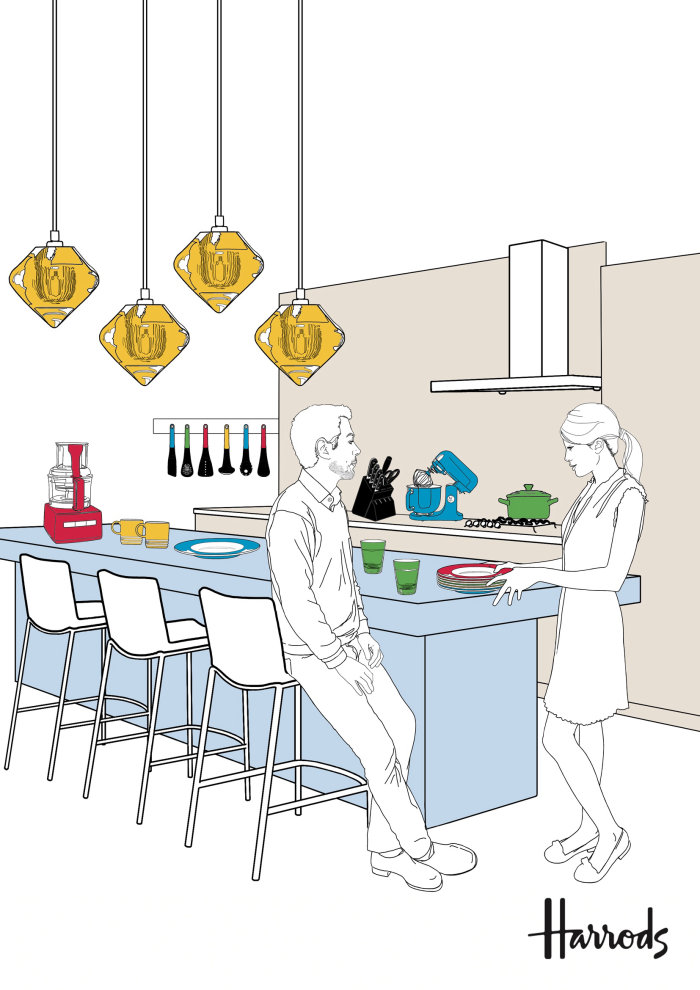 Illustration of kitchen and dining