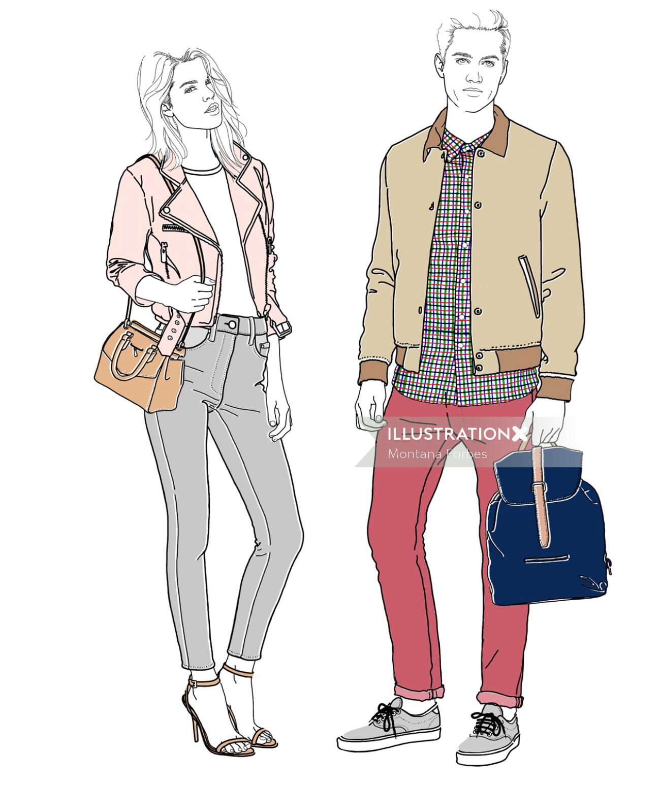 Illustration for Harrods casual wear by Montana Forbes