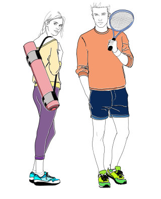 Ilustração para roupas esportivas da Harrods por Montana Forbes