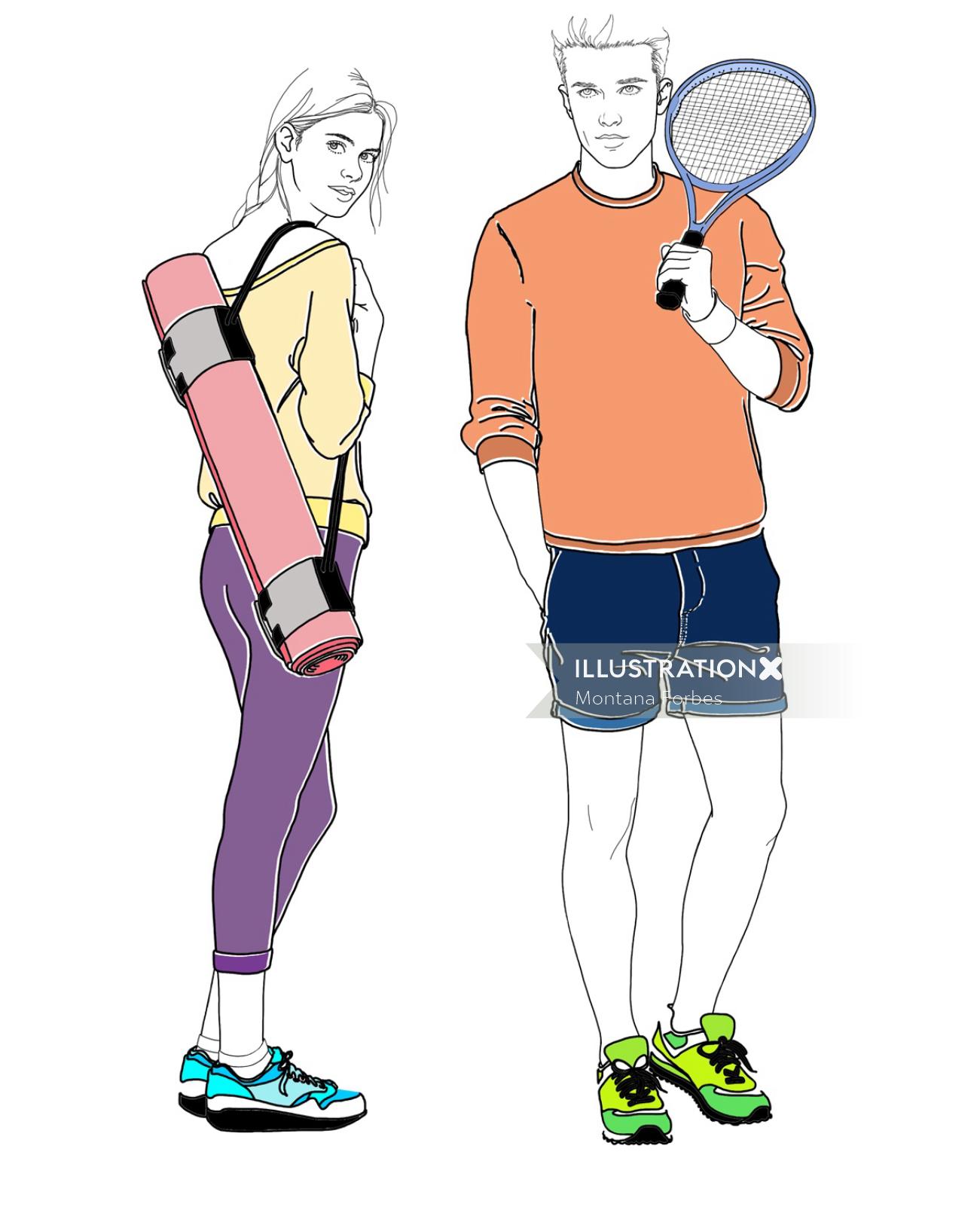 Illustration for Harrods sports wear by Montana Forbes