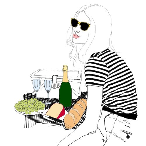 Woman at picnic illustration by Montana Forbes