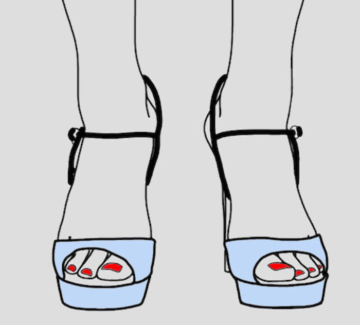 Girl high heel sandals line art