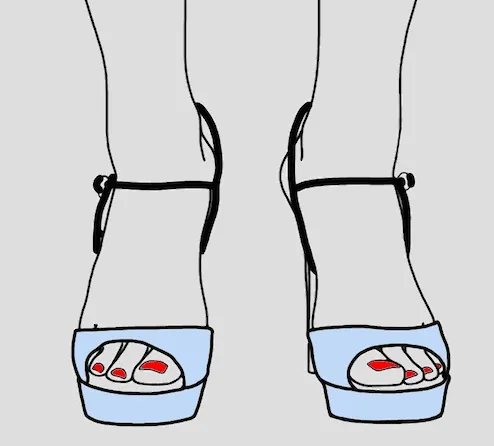 Girl high heel sandals line art