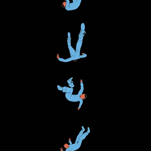 Man falling down in basement animated gif