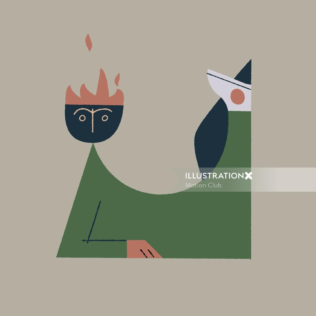 Playful character inspired by mid-century styles

