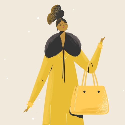 Fashion lady with handbag at Christmas time