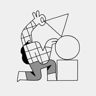 Person fitting a triangle shape onto a cube next to a circle shape.