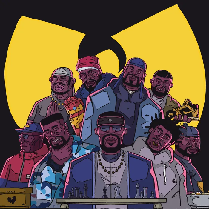 Illustration of Wu Tang Clan members in bold colors by Mpumelelo Bhengu