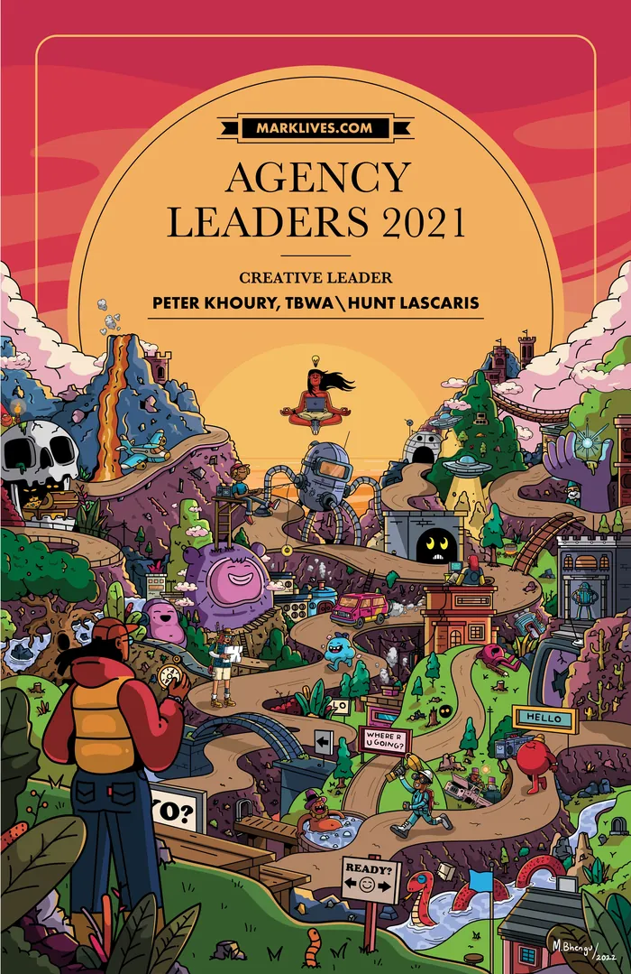 Detailed colorful illustration of a fantasy village scene by Mpumelelo Bhengu