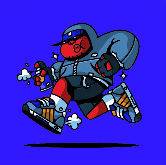 Illustration of a runner holding a spray paint can