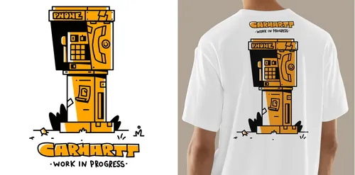 Carhartt Artist Series T-Shirt mit gelbem Telefonzellen-Design von Mpumelelo Bhengu