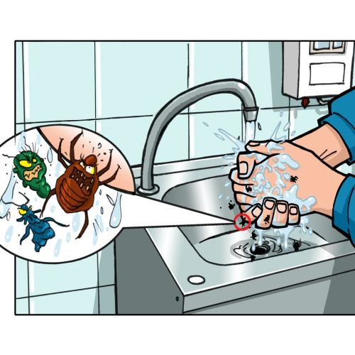 Germs die washing hands
