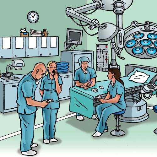 An illustration of doctors in operation theatre
