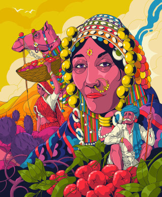Esboço colorido da cultura do Rajastão
