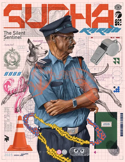 Security guard in uniform with whistle by Muhammed Sajid