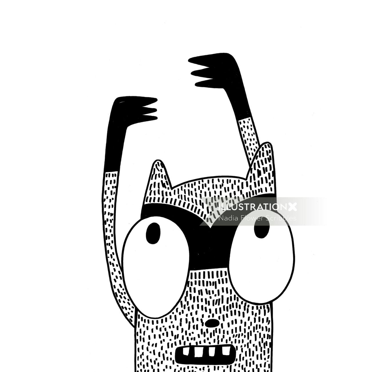 Character design monster with hands up
