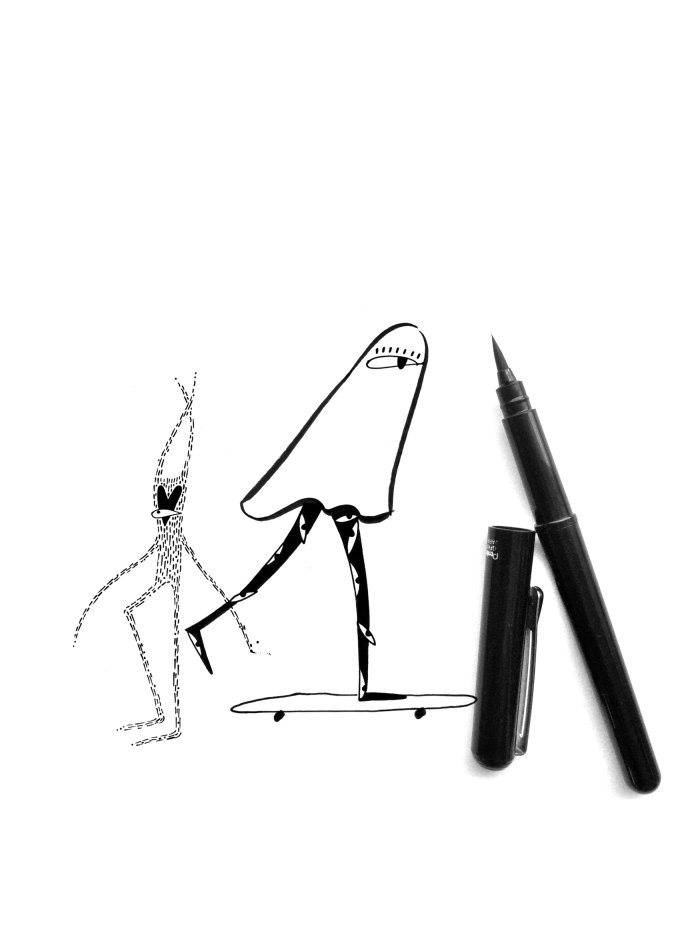 desenho de personagens usando caneta