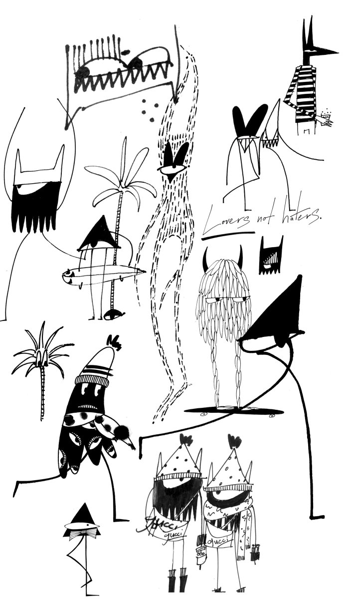 Black & White scribble characters
