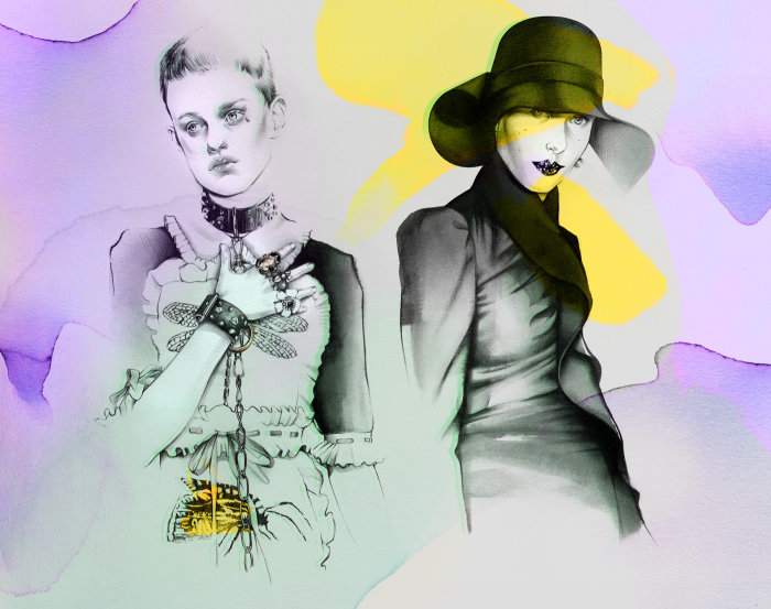 Stylish female collage illustration 