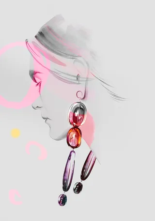 Pencil drawing of a woman with beautiful earrings