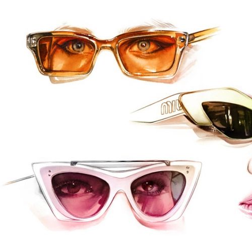 Hand drawing of stylish women with glasses