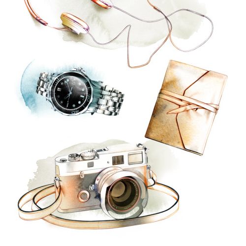 Abstract illustration of Camera and Men's fashions