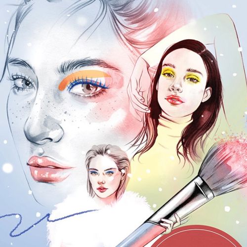 Editorial illustration on Winter makeup trends