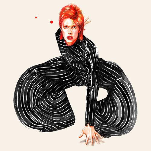 David Bowie in striped fashion