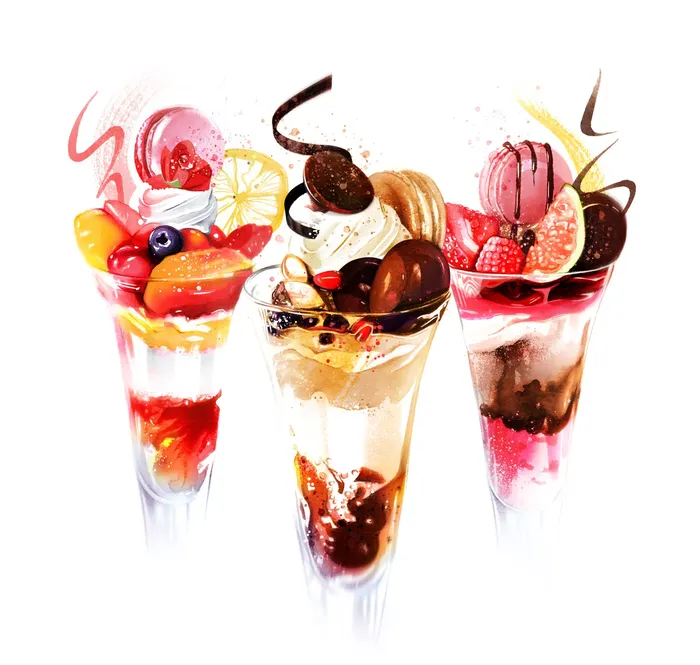 Knickerbocker Glory recipe food illustration