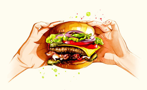 aquarelle de hamburger par Natalia Sanabria