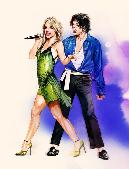 Artwork of dancing man and woman by Natalia Sanabria