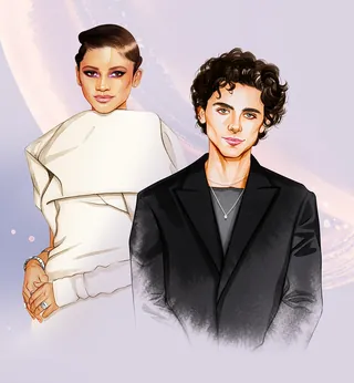 Stylish young woman and man posing together by Natalia Sanabria