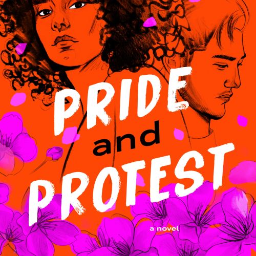 Book cover with illustrated faces on bright orange background