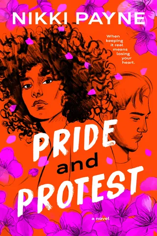 Book cover with illustrated faces on bright orange background