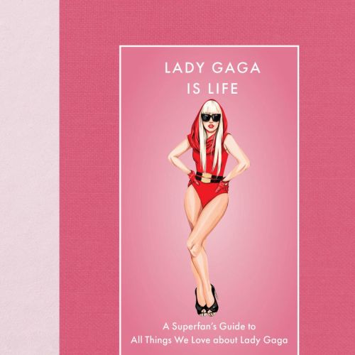 Illustration of Lady Gaga in red outfit with 'Lady Gaga is life' text.