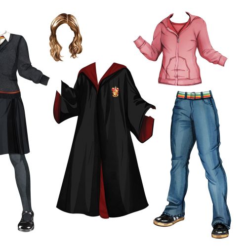Paper doll clothes and accessories inspired by a fantasy wizard character