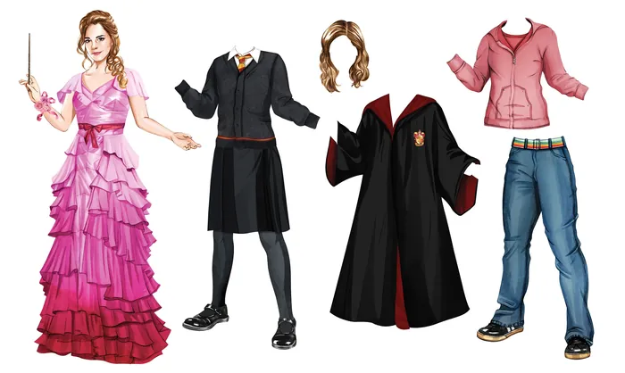 Paper doll clothes and accessories inspired by a fantasy wizard character