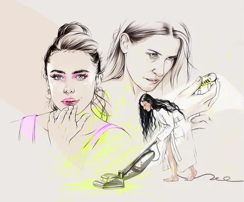 Illustration of three women from The Substance movie by Natalia Sanabria