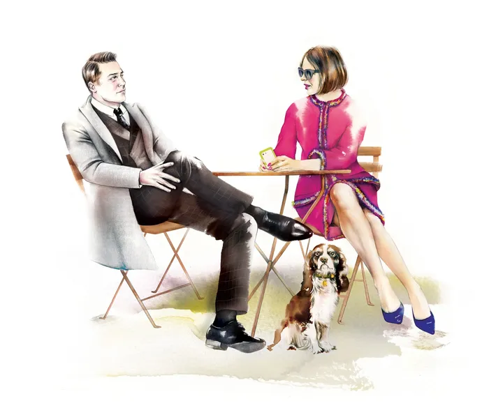 Couple sitting with dog