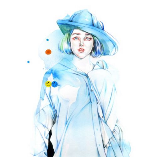 Fashion girl line and color art