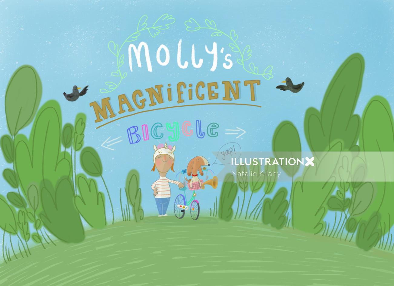 Molly’s Magnificent Bicycle book cover illustration