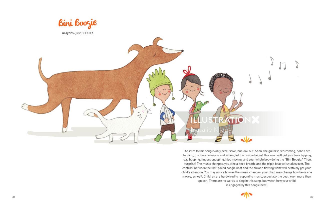 Recueil de chansons pour enfants illustré par Natalie Kilany