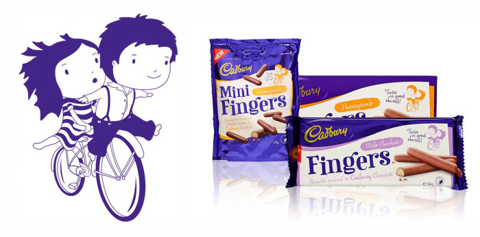 Ilustração de embalagem para Cadbury Fingers Biscuit