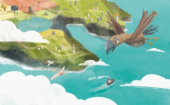 Children illustration of bird view
