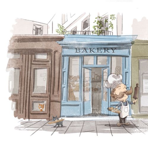 French baker, cats