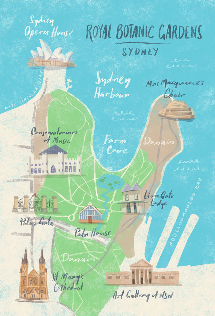 Carte des jardins botaniques de Sydney